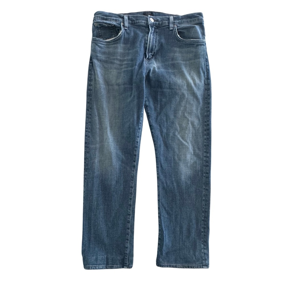 Citizens of Humanity CORE Slim Straight Jeans Men 34x28 Hemmed Blue Stretch US
